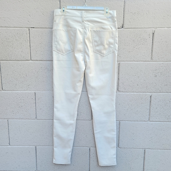 MOTHER | Faux Leather The Super Swooner in Wax On, Wax Off Egret Size 30 NEW - Picture 10 of 14